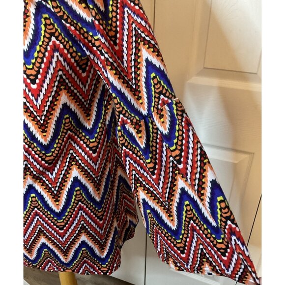 Win Win Bell Sleeve Colorful Multicolor Tunic Top Orange Red Blue Small Medium - Picture 4 of 6